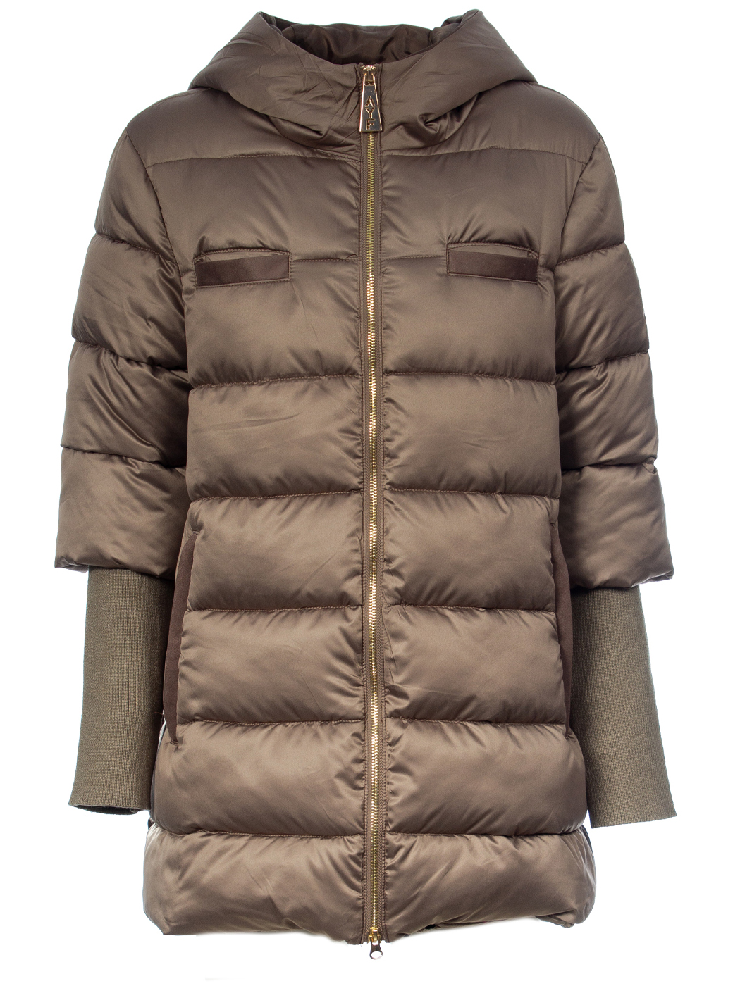 GIACCA MIDI MANICA MAGLIA CAPPUCCIO FAKE LAMB RIMOBIVILE,4 TG,100%PL,MADE IN PRC - TAUPE